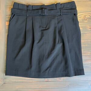 Apostrophe Black Pleated Mini Skirt Petite 12 Belted Dark Academia Office Siren